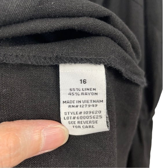 Emma and Michele Black Linen Blend Wide Leg Tie Waist Jumpsuit Size 16 - Picture 5 of 5